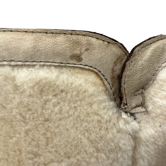 UGG Rosen Tall Boots Brown Leather Shearling Zip Buckle Women’s 7 Casual Winter - Picture 13 of 16